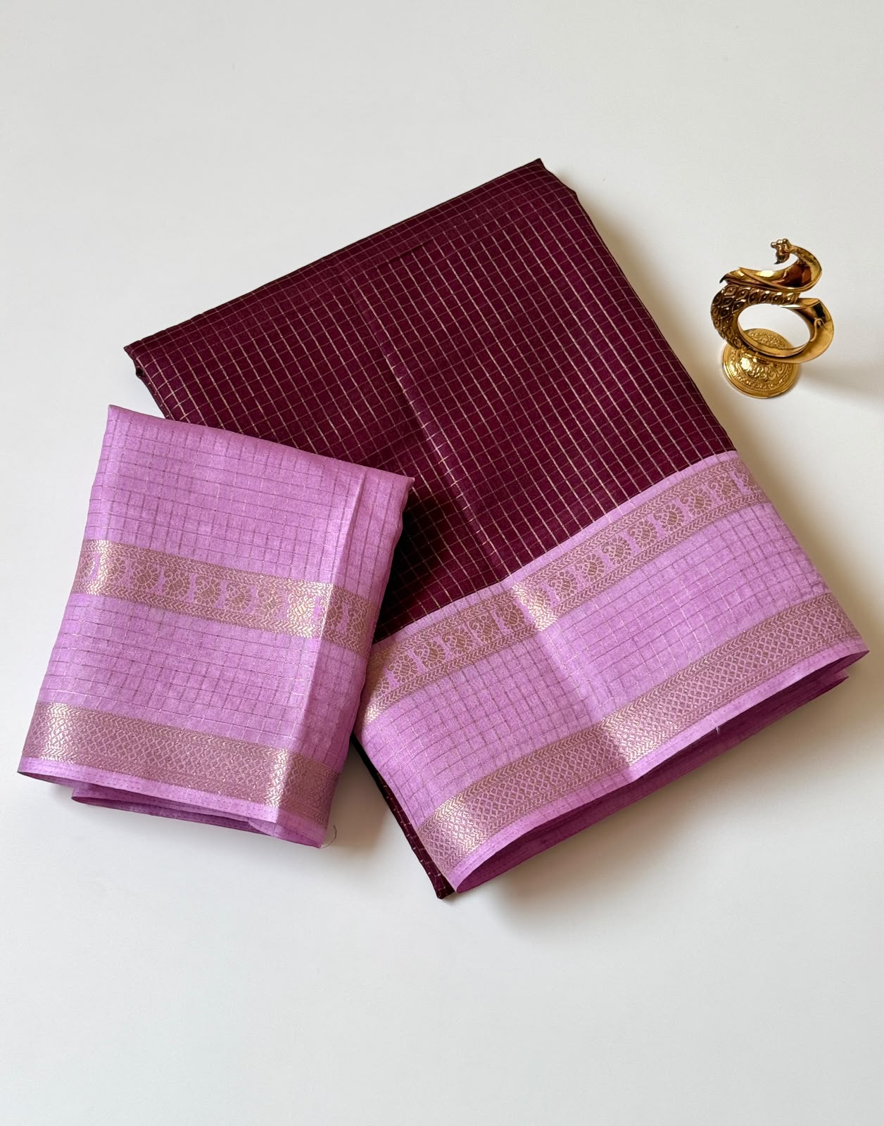 Pure Tussar Base Checks Saree